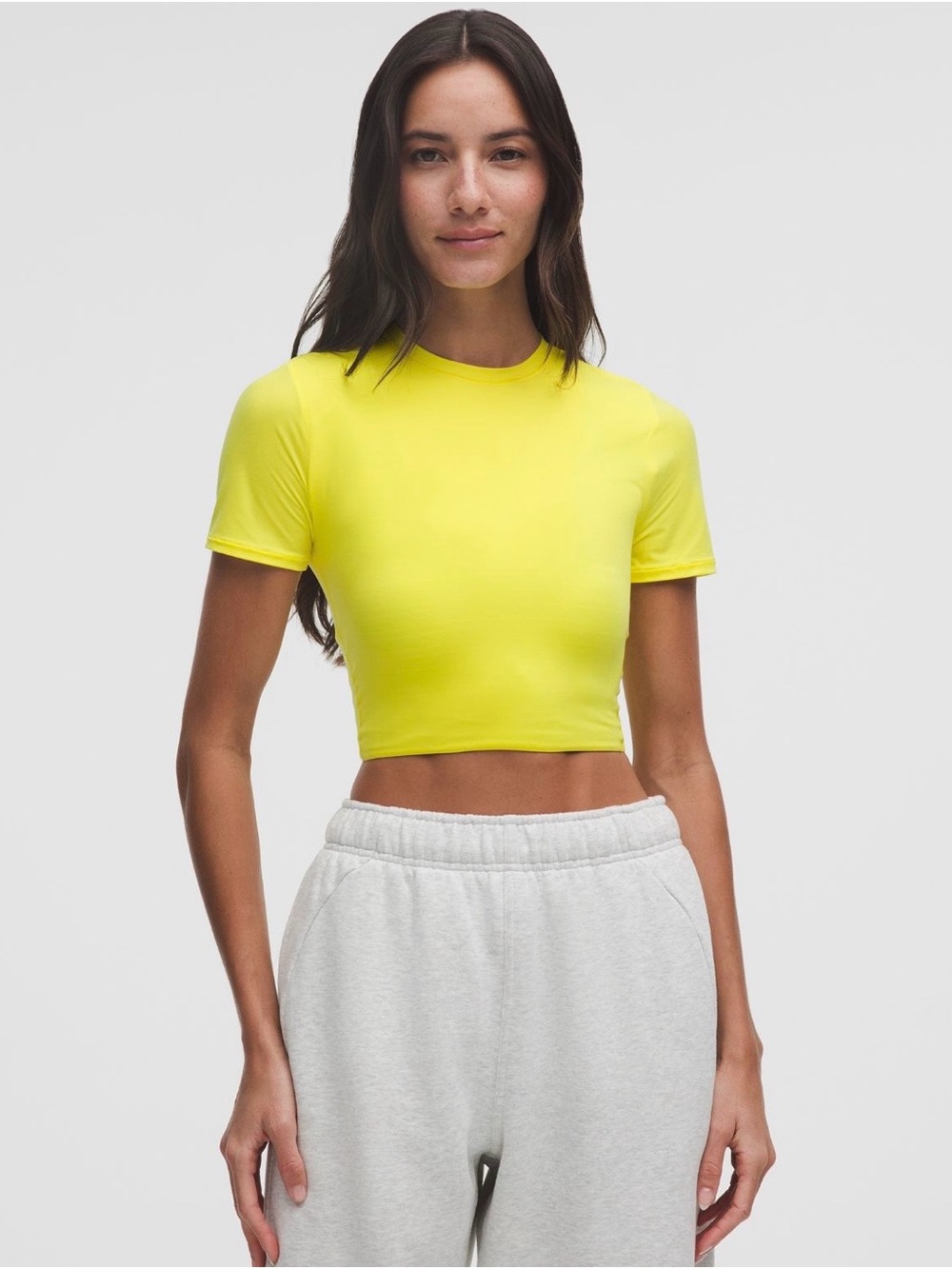 lululemon athletica Neon Yellow Cropped Crew Tee